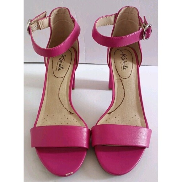 LIFE STRIDE Ankle Strap Sandals Averly Size 8.5 Pink Women's High Heel Shoes - Picture 2 of 11
